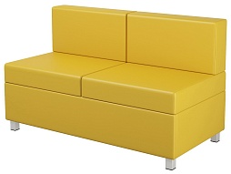 Диван 2-местный модульный на металлокаркасе 1200х610х425/720 мм 790.2-Ж (обивка - экокожа желтый, м/к квадратная труба)