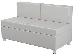 Диван 2-местный модульный на металлокаркасе 1200х610х425/720 мм 790.2-С (обивка - экокожа серый, м/к квадратная труба)