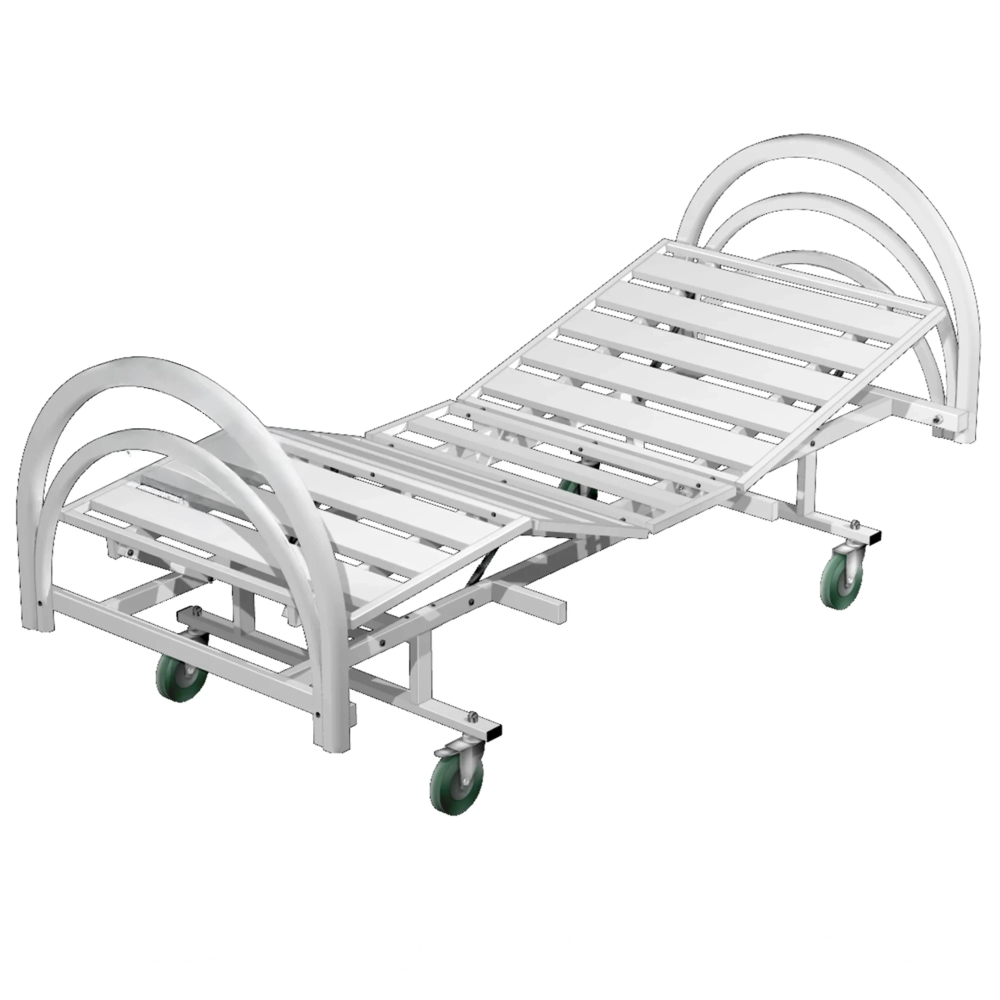 Кровать функциональная механическая 4-х секционная КМ-4П (каркас белый)