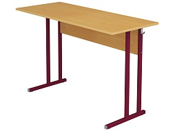 Стол школьный 2-местный 6 г/р нерегулируемый (бук, м/к красный, квадратная труба)