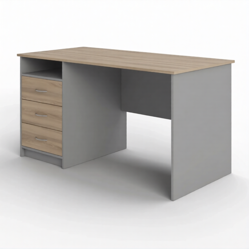 Стол рабочий СрТ-13 (1200х700х750) с тумбой (корпус ЛДСП серый, столешница ЛДСП дуб вотан)