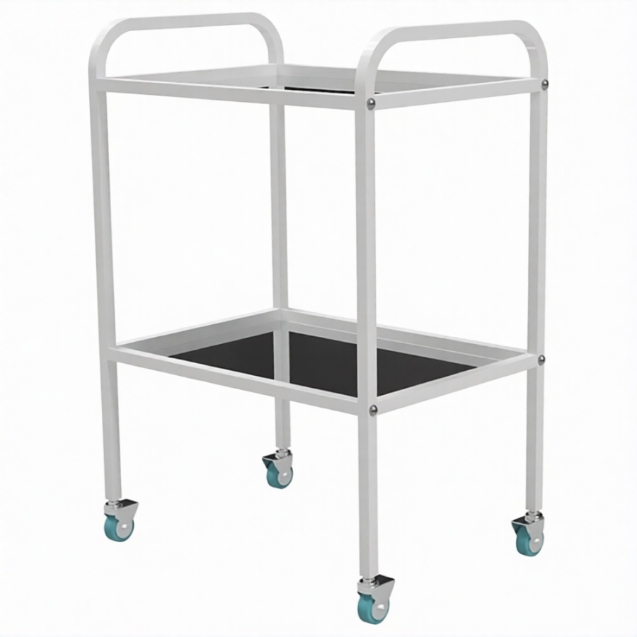 Стол медицинский инструментальный СМИ-02 (полки металл, колёса серая резина)