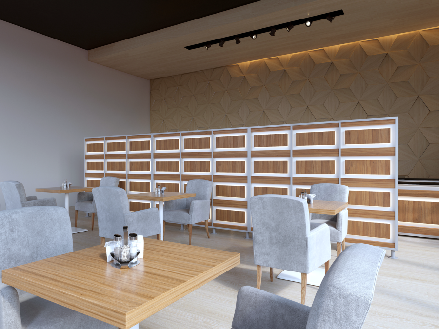Перегородка 2-х секционная стандарт EcoWood (ЭкоВуд) с подсветкой 1275х150х2025 мм