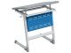 Стол 1-местный школьный 3-5 г/р "Логика" PL с наклоном столешницы 0-15° и перфорированным экраном (серый/синий, м/к белый)