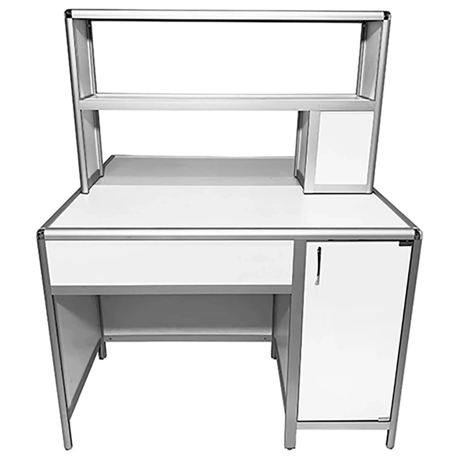 Стол лабораторный островной MED 11.001al с надстройкой (белый)